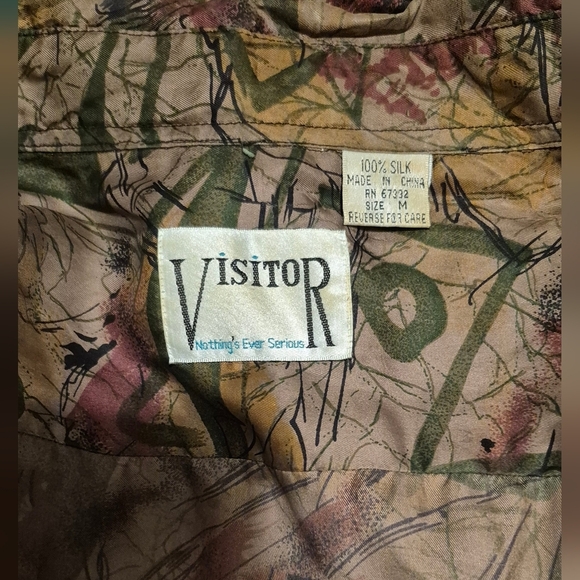 Vintage Purple and Green Silk Dress Shirt with Long Sleeves - Picture 3 of 4